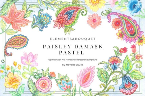 Download Paisley Damask Pastel Elements&amp;bouquet - Element Collection