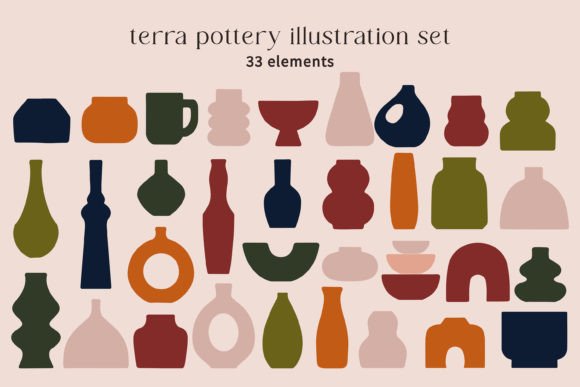 Download Modern Boho Pottery Illustration Element - Element Collection